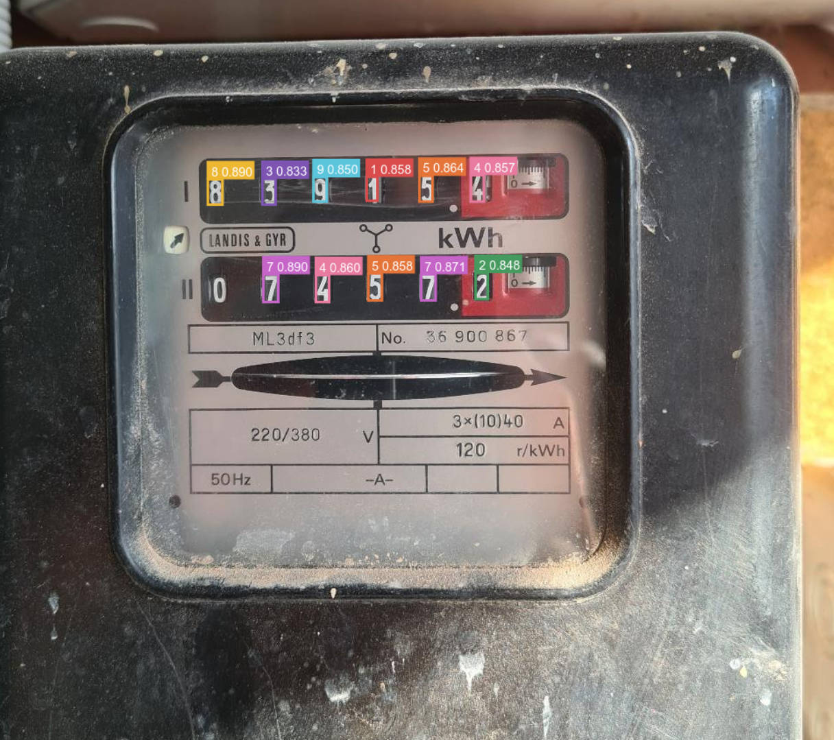 object detection on Landys & Gyr electricity meter
